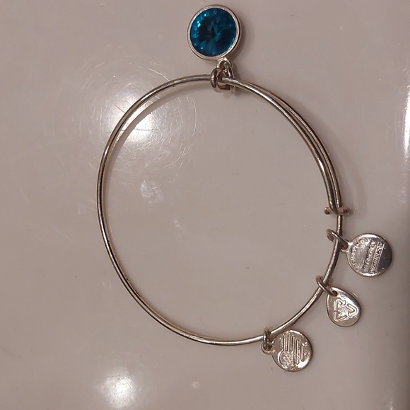 Alex and Ani Blue Zircon Charm Bangle Bracelet NWOT - Picture 3 of 7